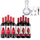西班牙奧蘭小紅帽干紅葡萄酒750ml*6+西班牙奧蘭變色龍72慕合懷特干紅葡萄酒750ml*6+酒具套裝
